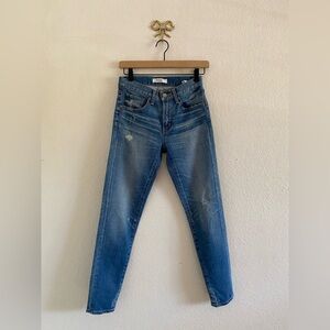 Moussy Vintage Jeans Saab Skinny Medium Wash Distressed Denim size 24 Japan